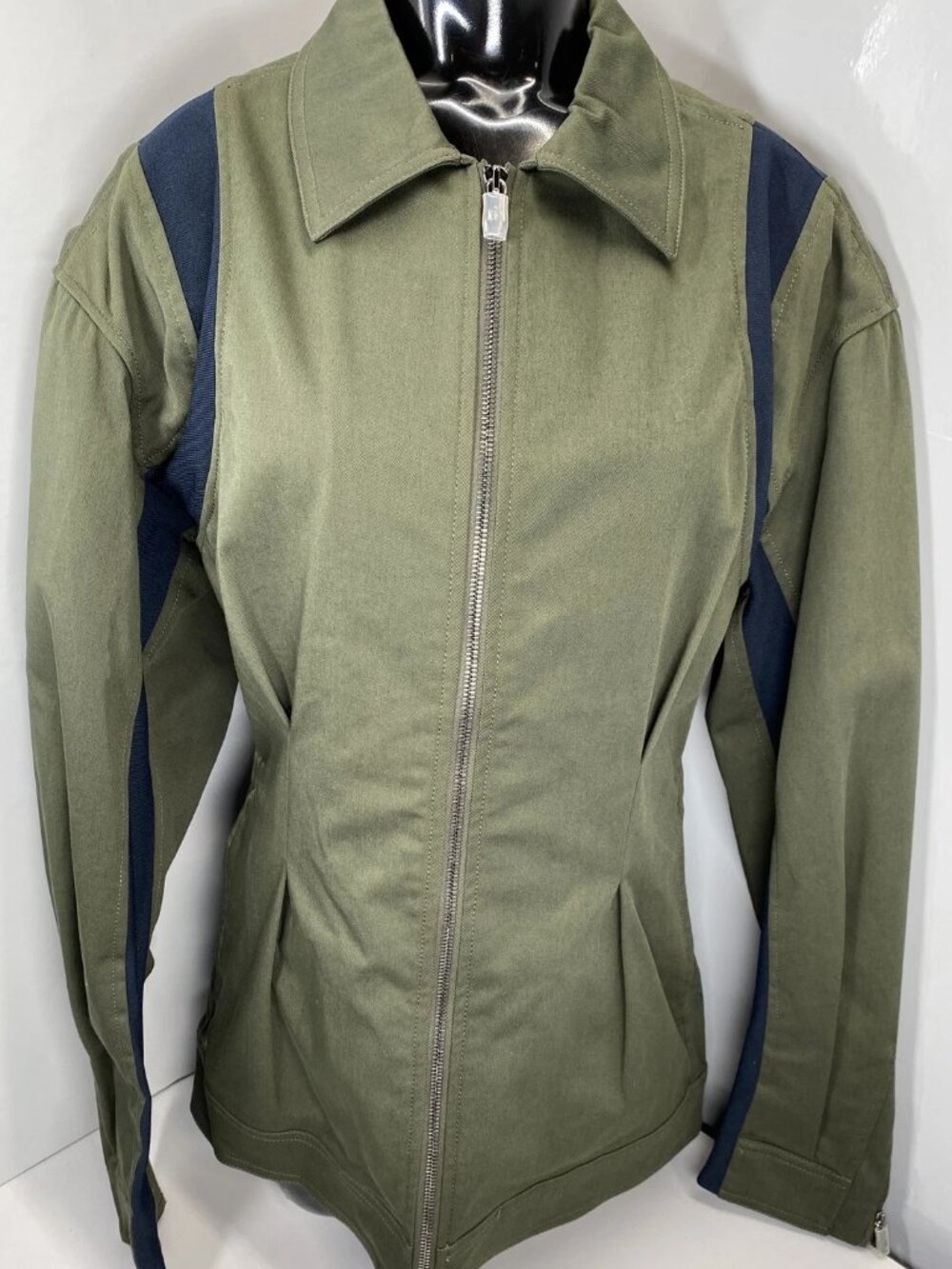 Ferrari Womens Jacket Army Green/Navy Size M Tape Organic Stretch Twill Military